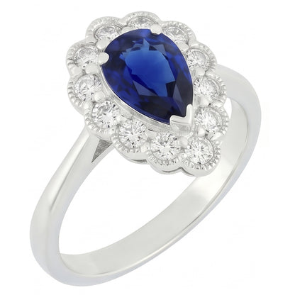 Natural Real ( Not Lab Grown )  Halo Anniversary Ring Antique Style Blue Sapphire Gemstone 3.50 Carats