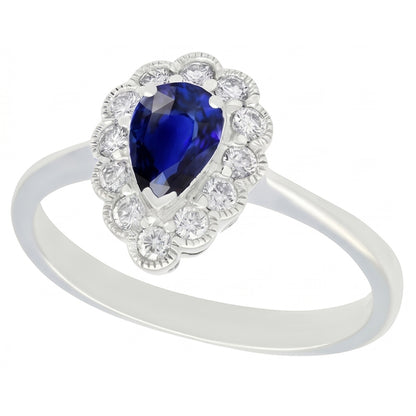 Natural Real ( Not Lab Grown )  Halo Anniversary Ring Antique Style Blue Sapphire Gemstone 3.50 Carats