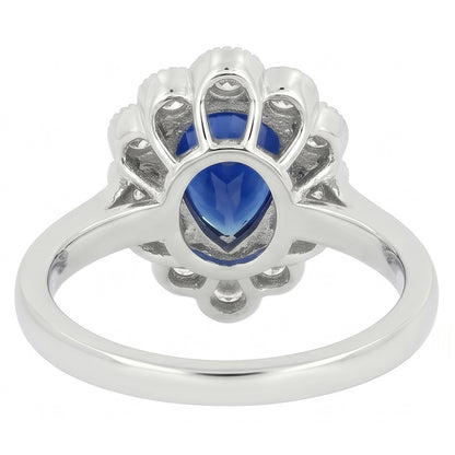 Natural Real ( Not Lab Grown )  Halo Anniversary Ring Antique Style Blue Sapphire Gemstone 3.50 Carats