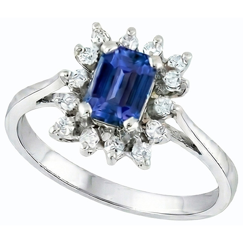 Natural Real ( Not Lab Grown )  Halo Blue Sapphire Wedding Ring Emerald 2.50 Carats Flower Style