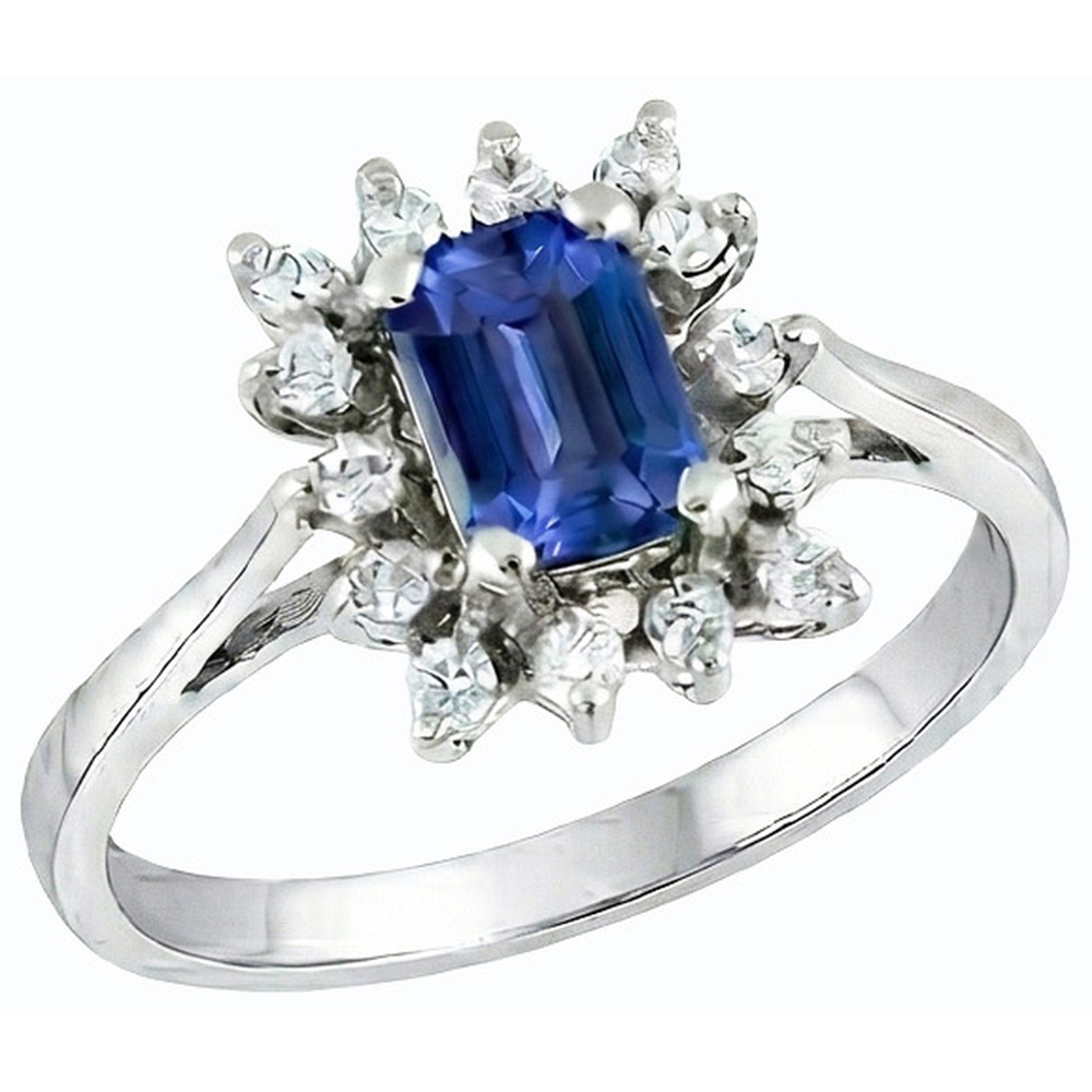 Natural Real ( Not Lab Grown )  Halo Blue Sapphire Wedding Ring Emerald 2.50 Carats Flower Style