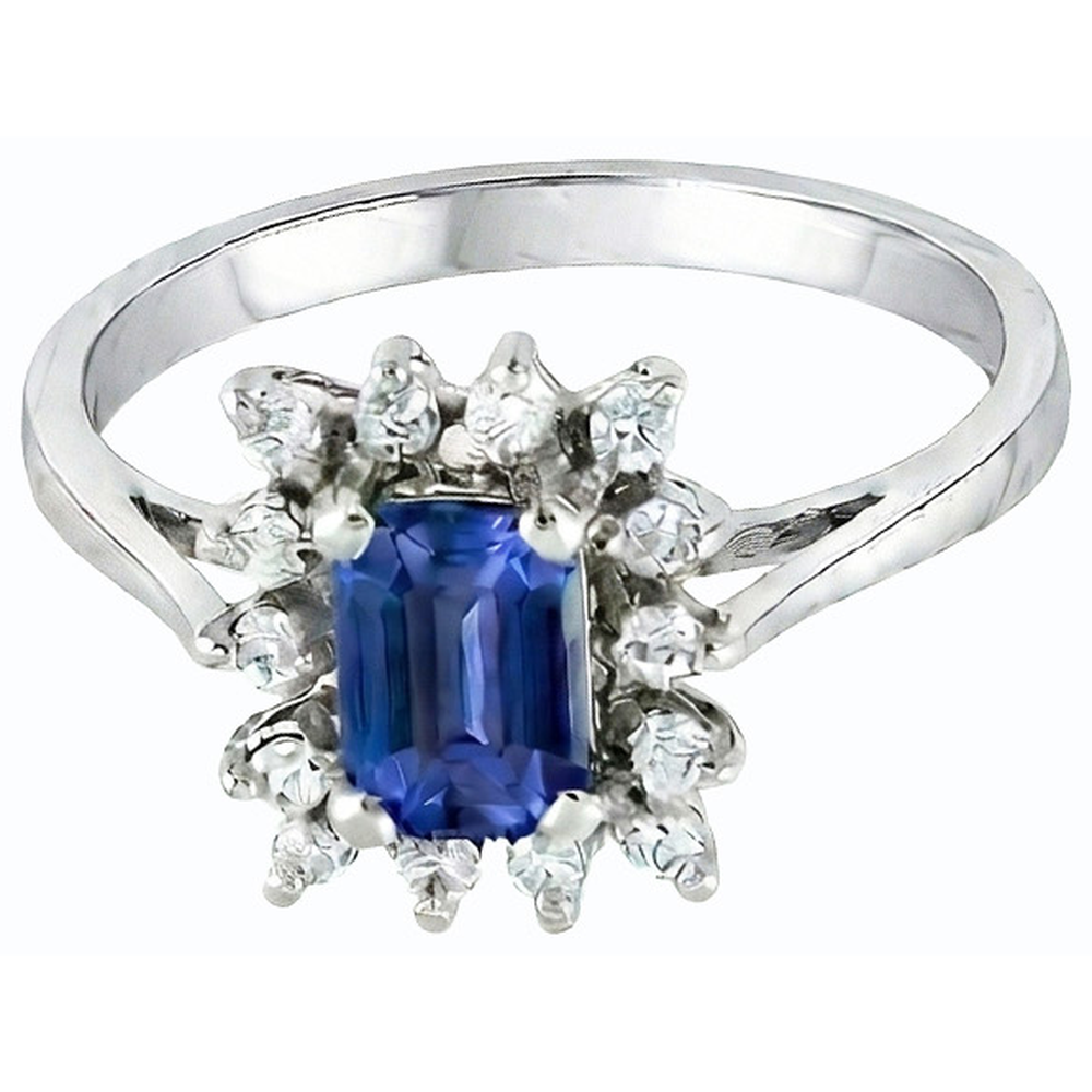 Natural Real ( Not Lab Grown )  Halo Blue Sapphire Wedding Ring Emerald 2.50 Carats Flower Style