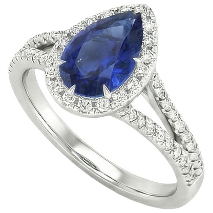 Natural Real ( Not Lab Grown )  Halo Ceylon Blue Saphire Ring