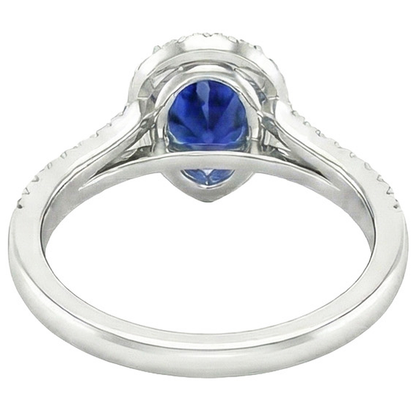 Natural Real ( Not Lab Grown )  Halo Ceylon Blue Saphire Ring