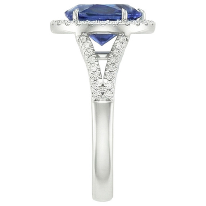 Natural Real ( Not Lab Grown )  Halo Ceylon Blue Saphire Ring