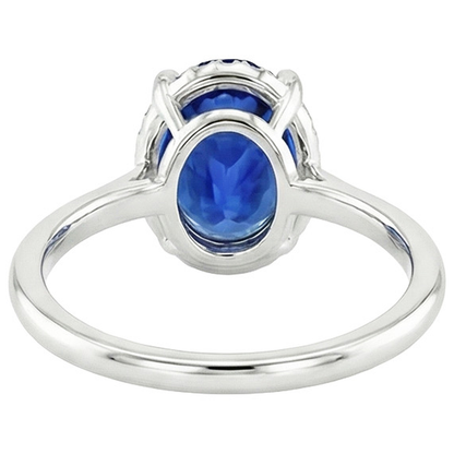 Natural Real ( Not Lab Grown )  Halo Ceylon Sapphire Ring Oval Cut 3.50 Carats Prong Setting
