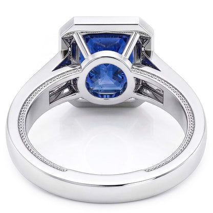 Natural Real ( Not Lab Grown )  Halo Emerald Blue Sapphire Engagement Ring 3.50 Carats Jewelry