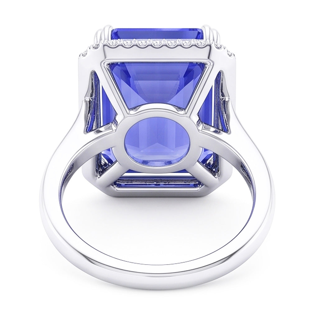Natural Real ( Not Lab Grown )  Halo Engagement Ring Emerald Blue Sapphire 4 Carats White Gold
