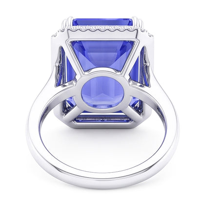 Natural Real ( Not Lab Grown )  Halo Engagement Ring Emerald Blue Sapphire 4 Carats White Gold
