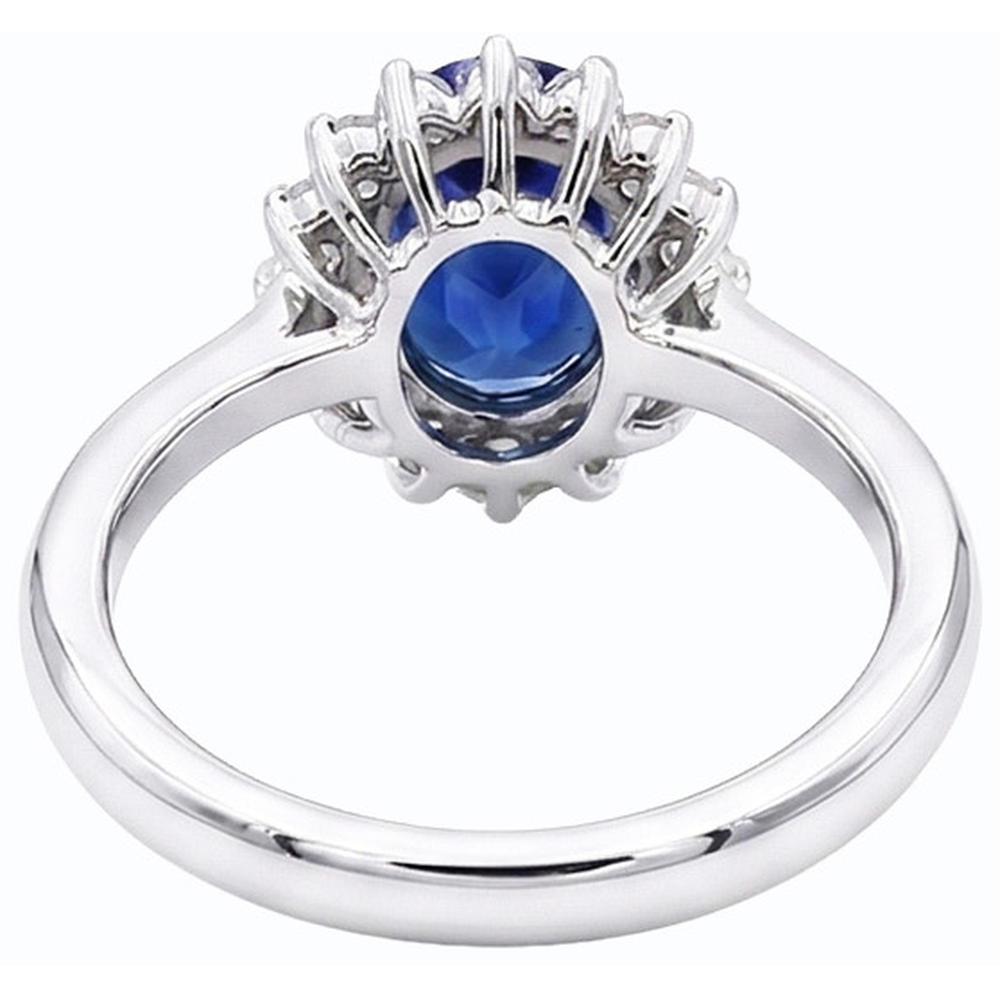 Natural Real ( Not Lab Grown )  Halo Engagement Ring Oval Srilanka Sapphire Sunburst Style 2.50 Carats