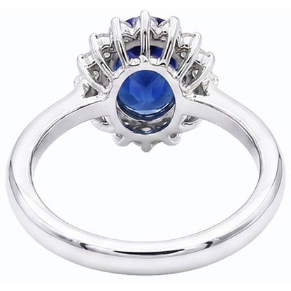 Natural Real ( Not Lab Grown )  Halo Engagement Ring Oval Srilanka Sapphire Sunburst Style 2.50 Carats