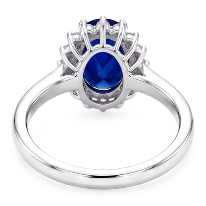 Natural Real ( Not Lab Grown )  Halo Engagement Ring Oval Srilanka Sapphire Sunburst Style 2.50 Carats