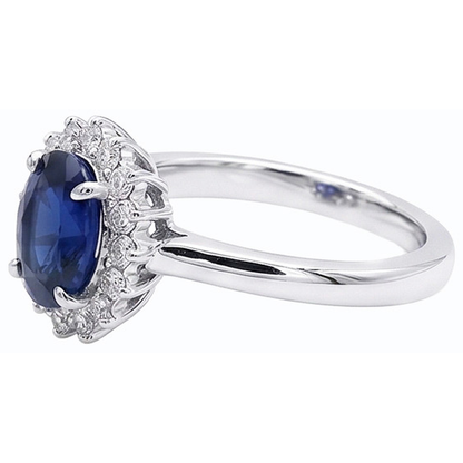 Natural Real ( Not Lab Grown )  Halo Engagement Ring Oval Srilanka Sapphire Sunburst Style 2.50 Carats