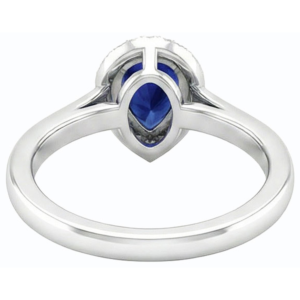Natural Real ( Not Lab Grown )  Halo Engagement Ring Pear Blue Sapphire With Accents 2.50 Carats