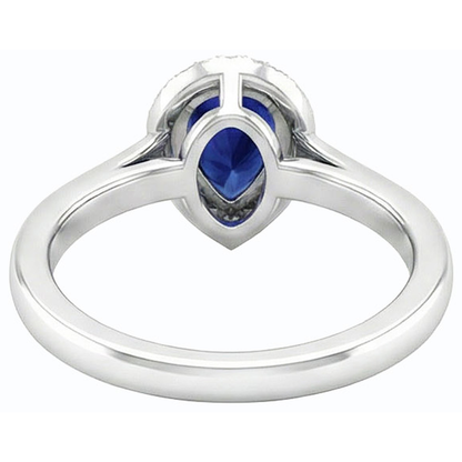 Natural Real ( Not Lab Grown )  Halo Engagement Ring Pear Blue Sapphire With Accents 2.50 Carats