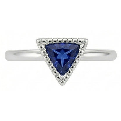 Natural Real ( Not Lab Grown )  Halo Engagement Ring Trillion Bezel Set Ceylon Sapphire 0.50 Carats