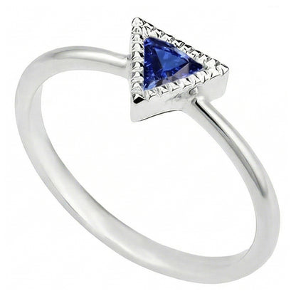 Natural Real ( Not Lab Grown )  Halo Engagement Ring Trillion Bezel Set Ceylon Sapphire 0.50 Carats