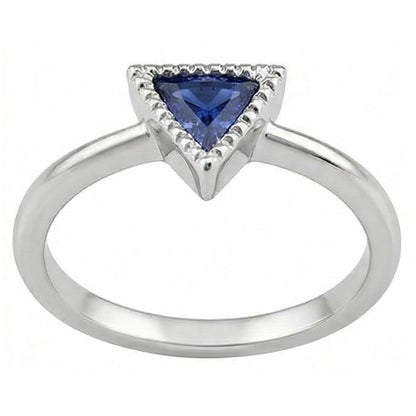 Natural Real ( Not Lab Grown )  Halo Engagement Ring Trillion Bezel Set Ceylon Sapphire 0.50 Carats