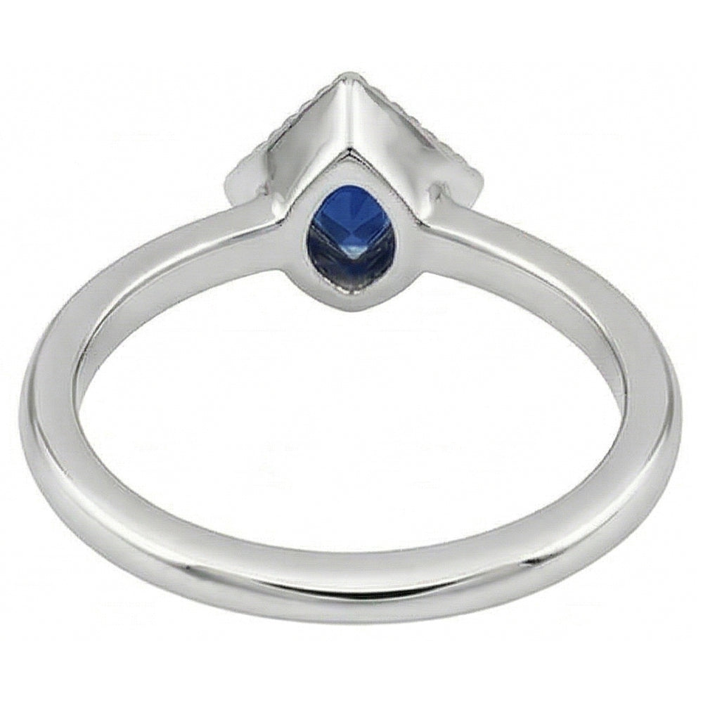 Natural Real ( Not Lab Grown )  Halo Engagement Ring Trillion Bezel Set Ceylon Sapphire 0.50 Carats