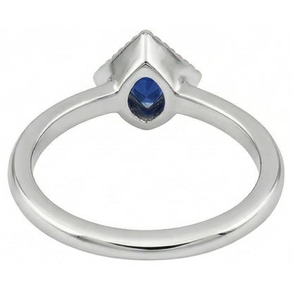 Natural Real ( Not Lab Grown )  Halo Engagement Ring Trillion Bezel Set Ceylon Sapphire 0.50 Carats