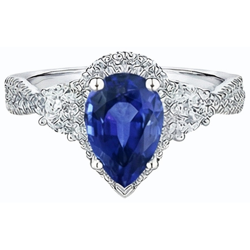 natural round sapphire 4.50ct ring close up detail