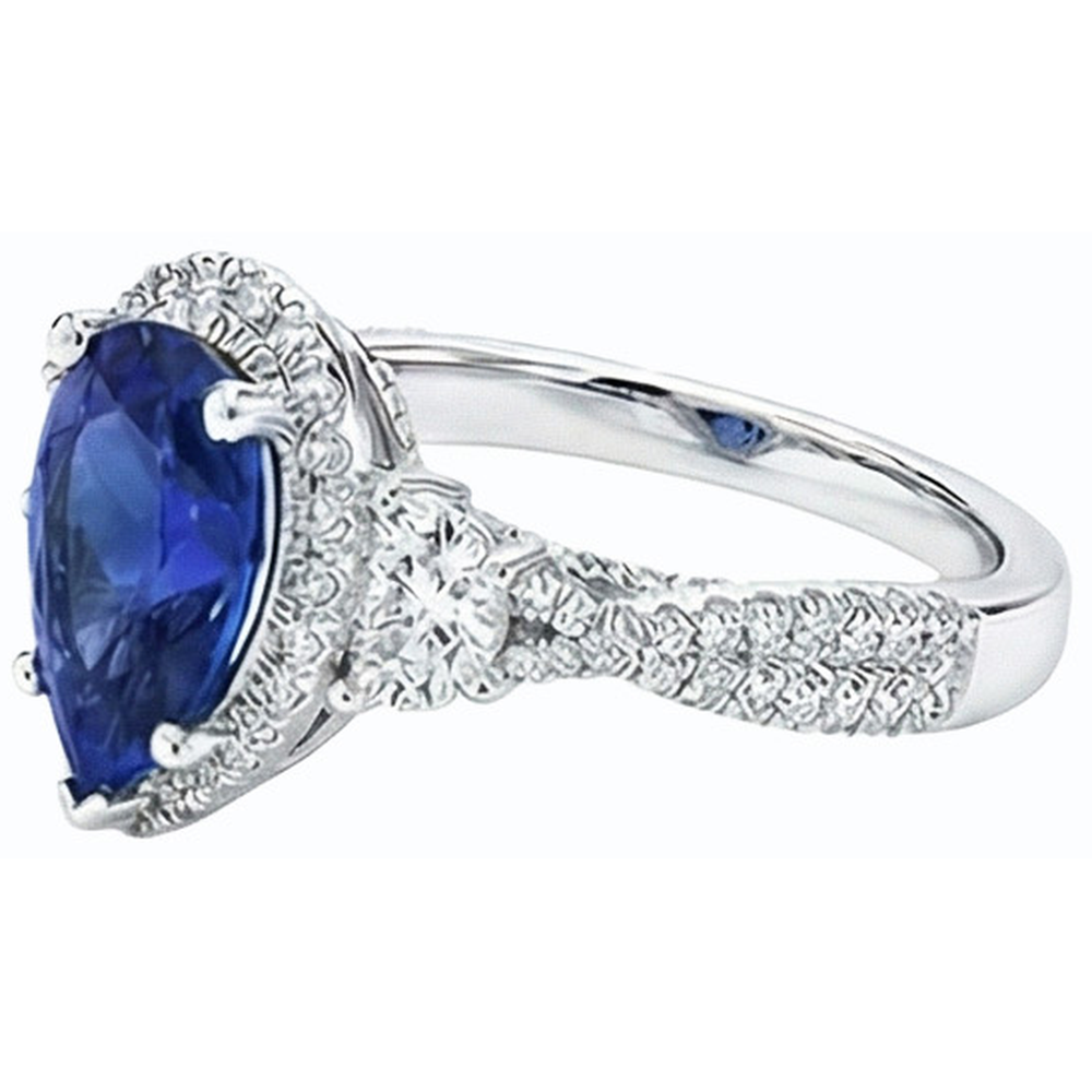 natural round sapphire 4.50ct ring profile view