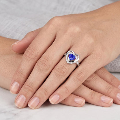 Natural Real ( Not Lab Grown )  Halo Gemstone Ring Heart Blue Sapphire Jewelry 1.50 Carats White Gold