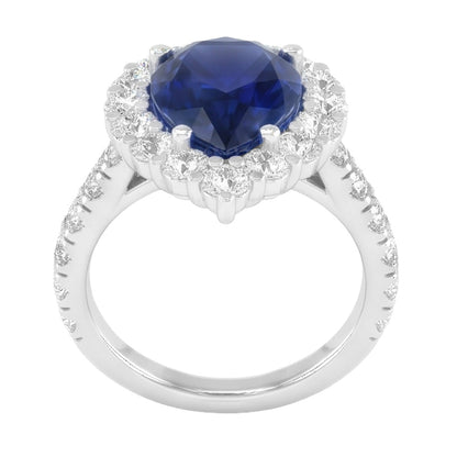 Natural Real ( Not Lab Grown )  Halo Gemstone Ring Pear Blue Sapphire Gold Womens Jewelry 8 Carats