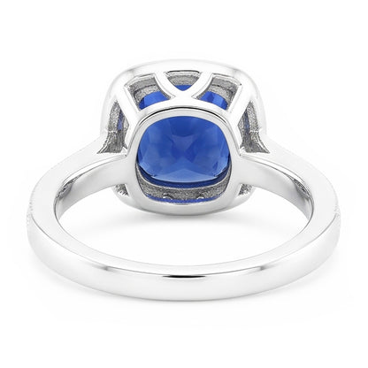 Natural Real ( Not Lab Grown )  Halo Sapphire Cushion Cut Engagement Ring