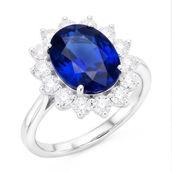 Natural Real ( Not Lab Grown )  Halo Sapphire Ring