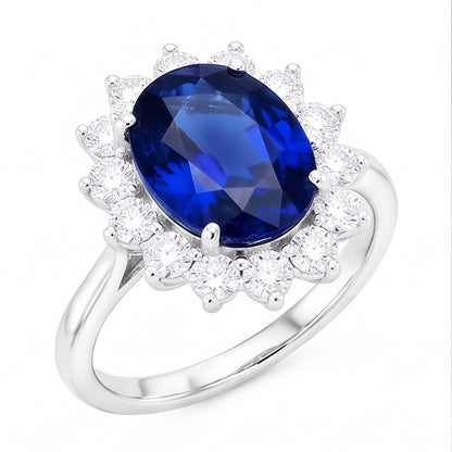Natural Real ( Not Lab Grown )  Halo Sapphire Ring