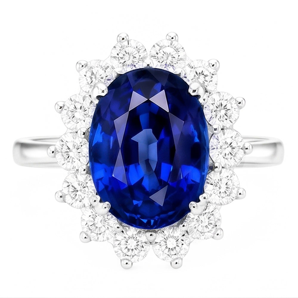 Natural Real ( Not Lab Grown )  Halo Sapphire Ring