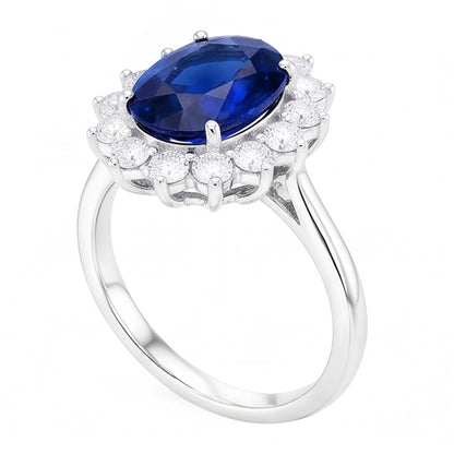 Natural Real ( Not Lab Grown )  Halo Sapphire Ring