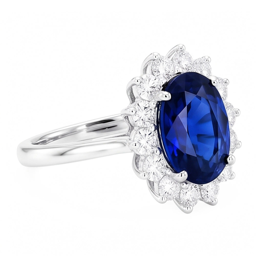 Natural Real ( Not Lab Grown )  Halo Sapphire Ring