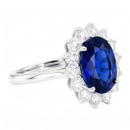 Natural Real ( Not Lab Grown )  Halo Sapphire Ring