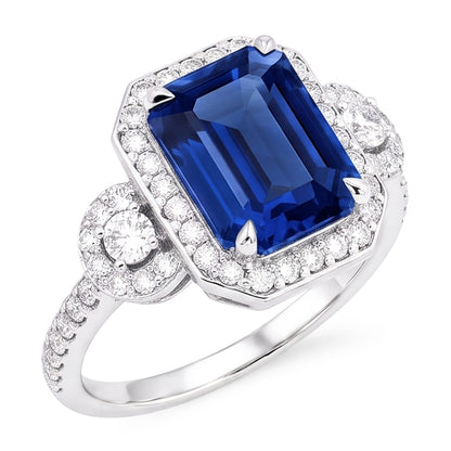 Natural Real ( Not Lab Grown )  Halo Sri Lanka Blue Sapphire Ring