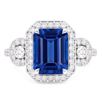 Natural Real ( Not Lab Grown )  Halo Sri Lanka Blue Sapphire Ring
