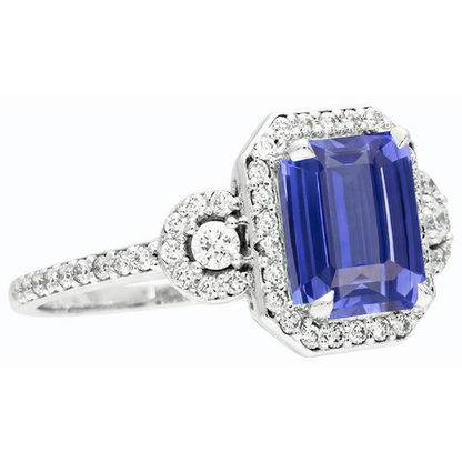 Natural Real ( Not Lab Grown )  Halo Sri Lanka Blue Sapphire Ring