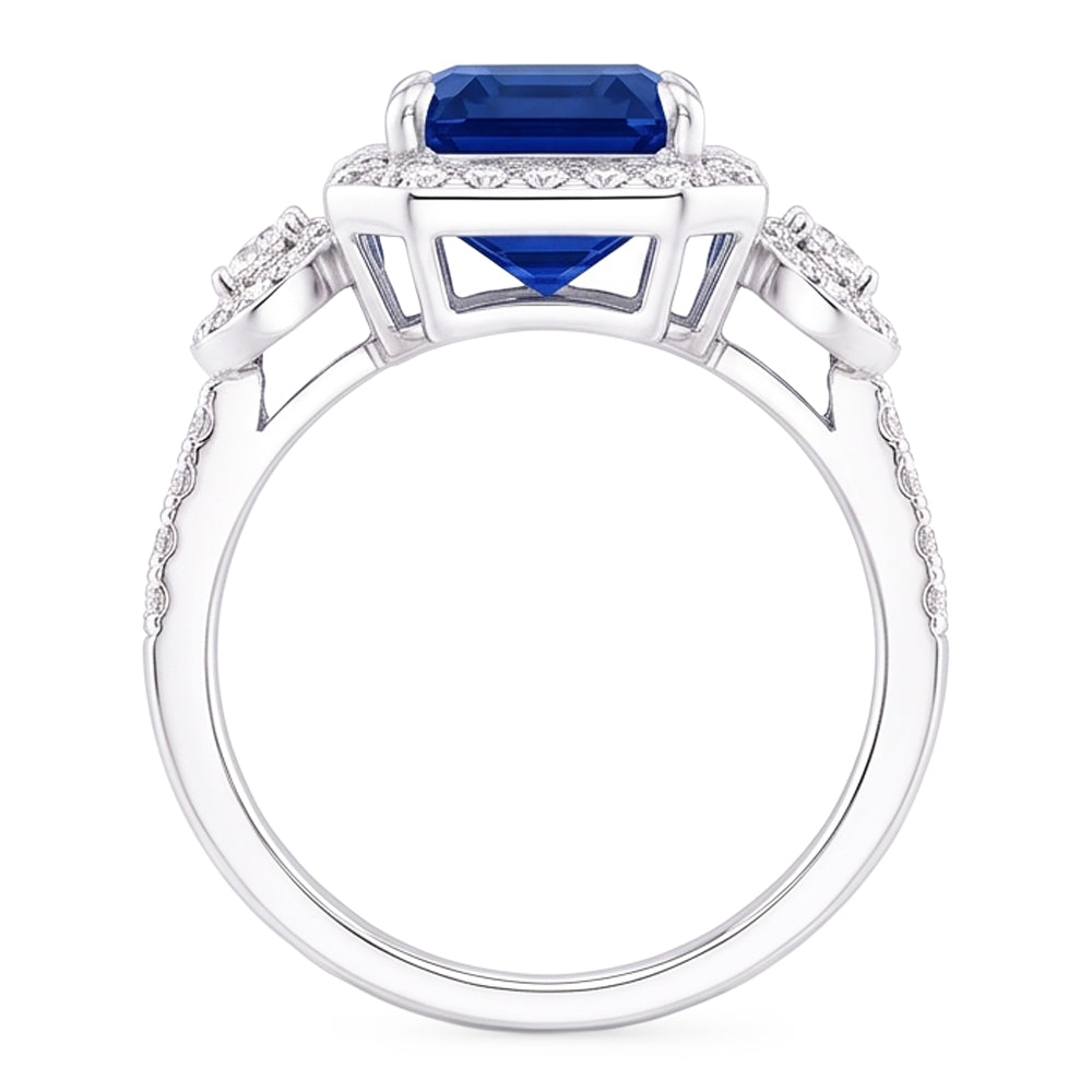 Natural Real ( Not Lab Grown )  Halo Sri Lanka Blue Sapphire Ring