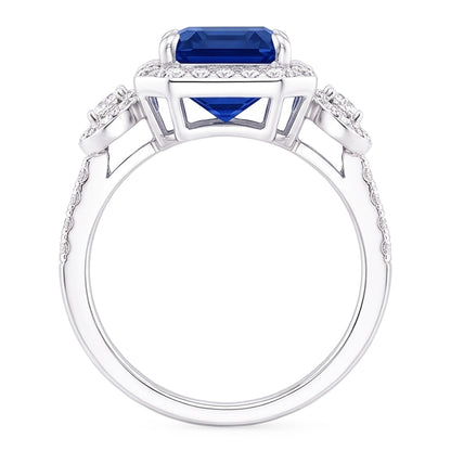 Natural Real ( Not Lab Grown )  Halo Sri Lanka Blue Sapphire Ring