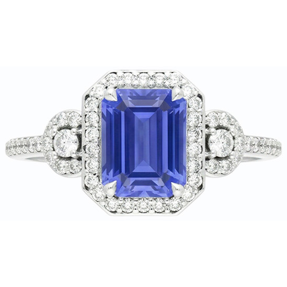 Natural Real ( Not Lab Grown )  Halo Sri Lanka Blue Sapphire Ring