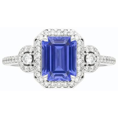 Natural Real ( Not Lab Grown )  Halo Sri Lanka Blue Sapphire Ring