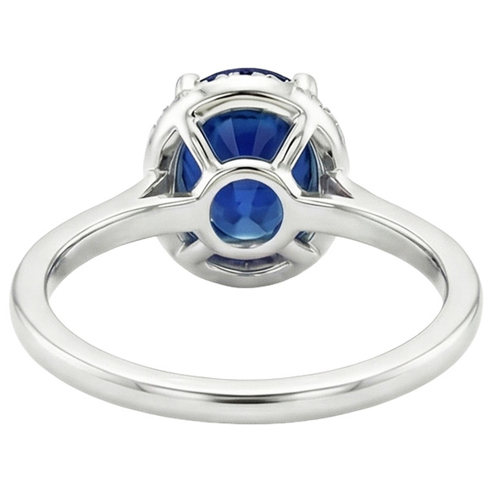 Natural Real ( Not Lab Grown )  Halo Sri Lankan Sapphire Wedding Ring 3.50 Carats White Gold