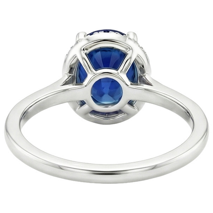 Natural Real ( Not Lab Grown )  Halo Sri Lankan Sapphire Wedding Ring 3.50 Carats White Gold