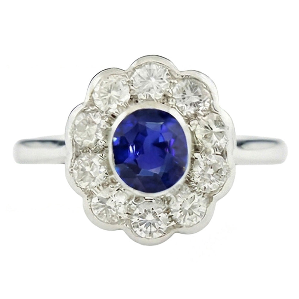 Natural Real ( Not Lab Grown )  Halo Victorian Antique Type Sapphire Ring