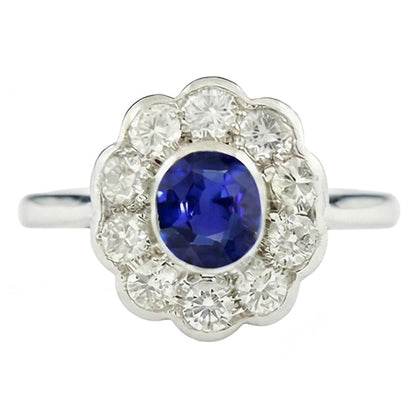 Natural Real ( Not Lab Grown )  Halo Victorian Antique Type Sapphire Ring