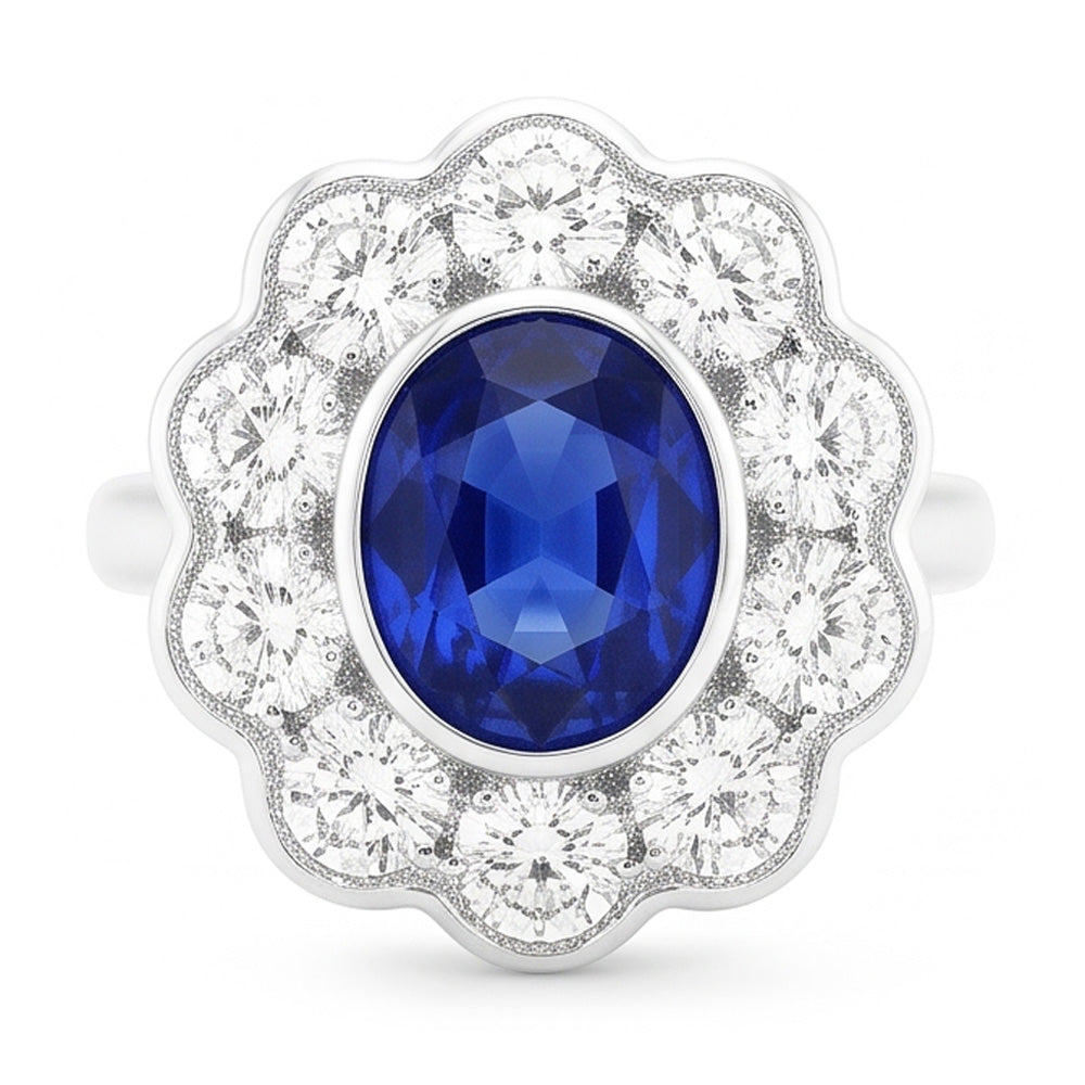 Natural Real ( Not Lab Grown )  Halo Victorian Antique Type Sapphire Ring