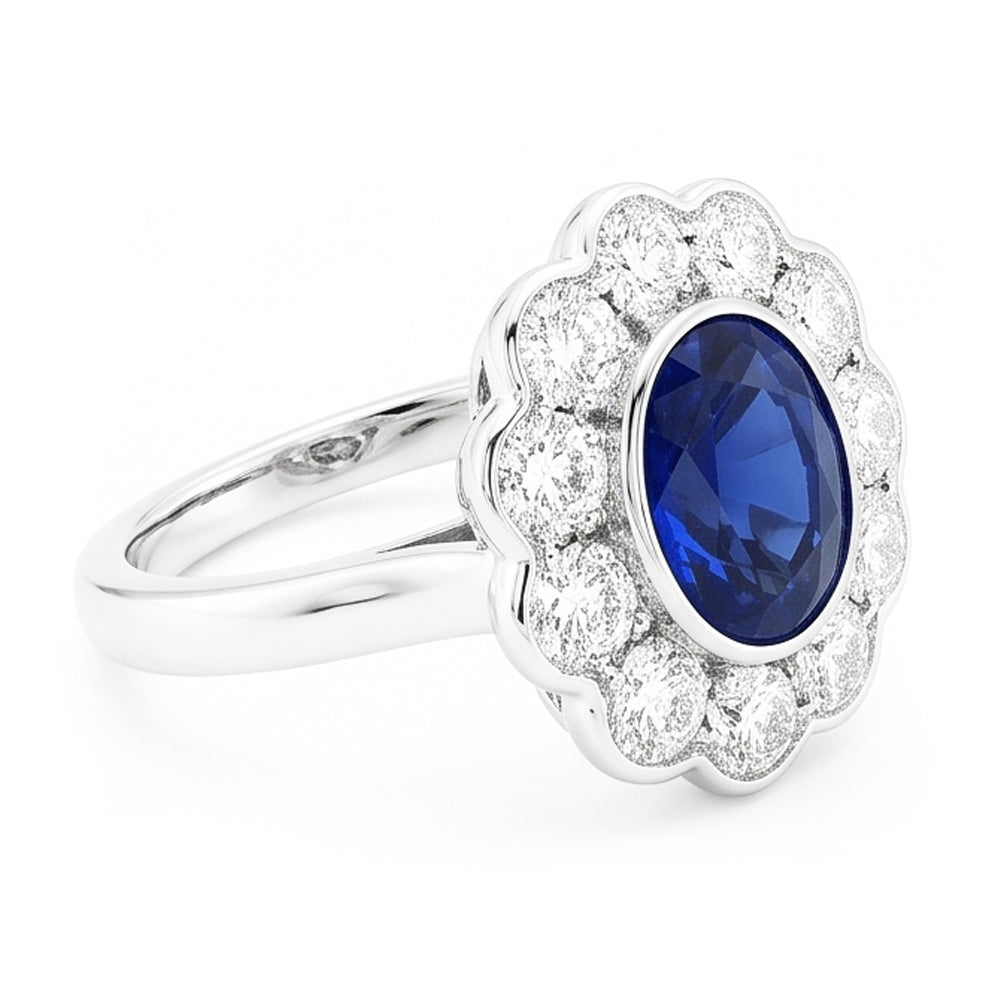 Natural Real ( Not Lab Grown )  Halo Victorian Antique Type Sapphire Ring