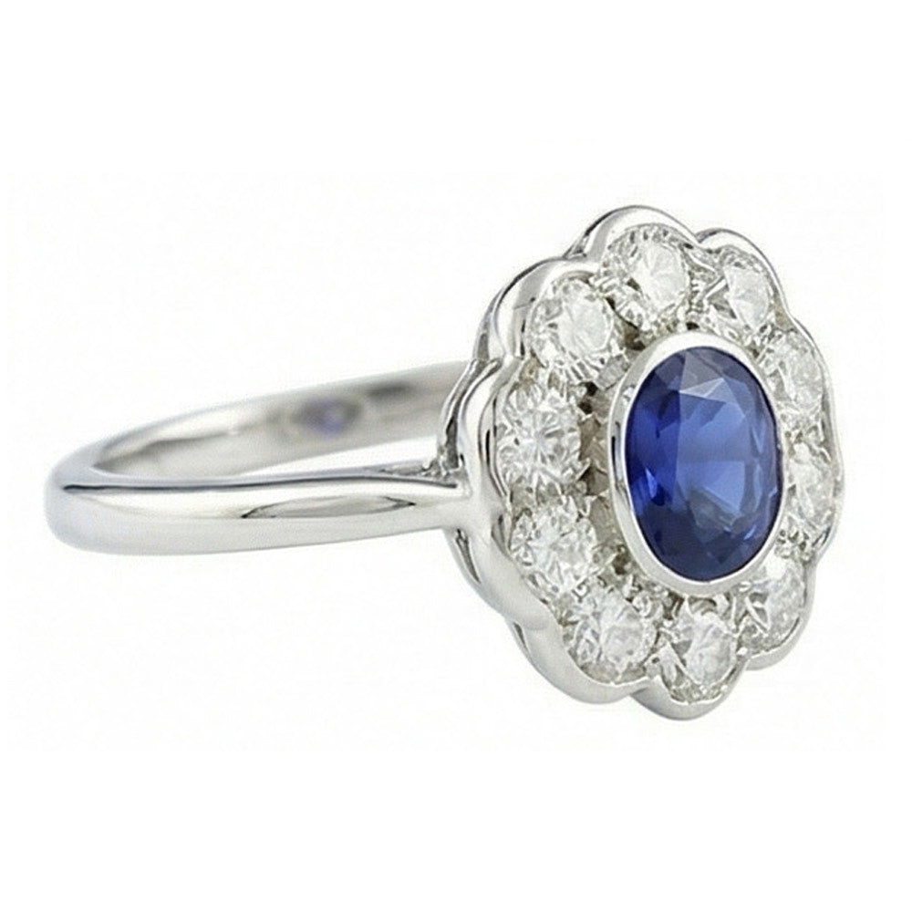 Natural Real ( Not Lab Grown )  Halo Victorian Antique Type Sapphire Ring