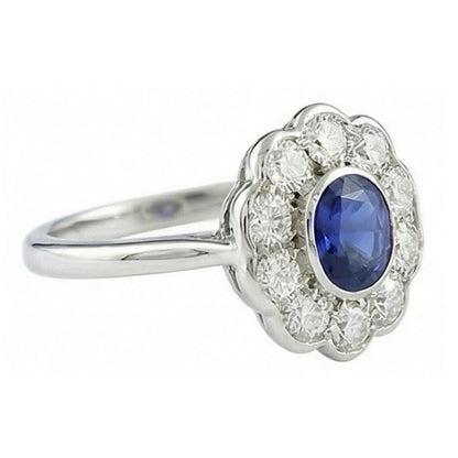 Natural Real ( Not Lab Grown )  Halo Victorian Antique Type Sapphire Ring